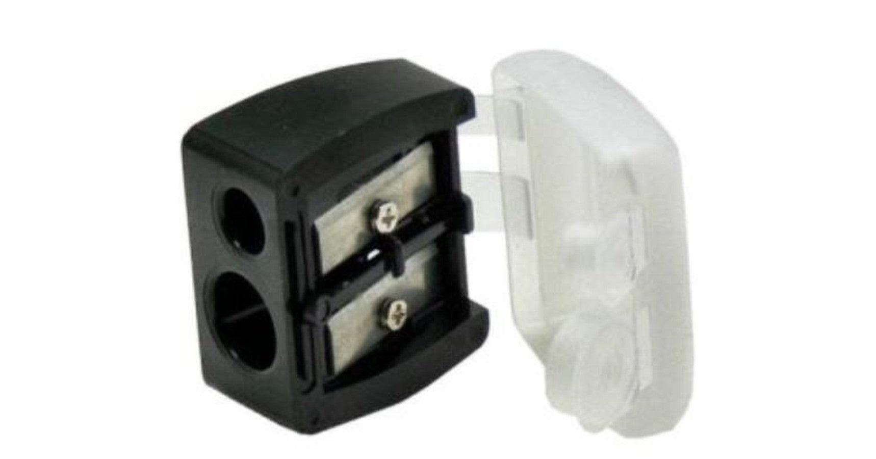 Double Pencil Sharpener with Flip-up Up Lid (black)