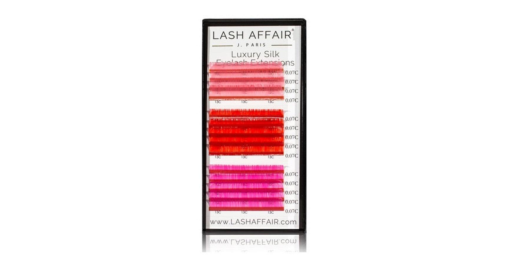 Lash Affair Colored Volume Silk Lashes Mixed Length C-Curl: 9-13mm x.07 - Pink