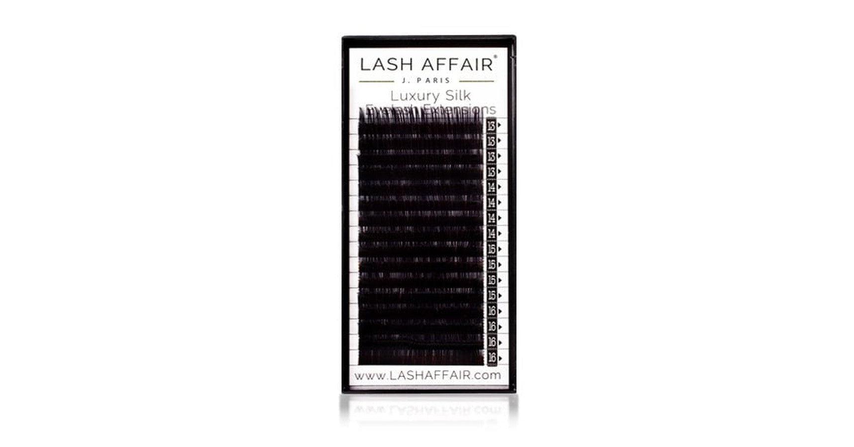 Lash Affair Volume Silk Lashes Mixed Length, B-Curl: Long 13-16mm x .05 - Black