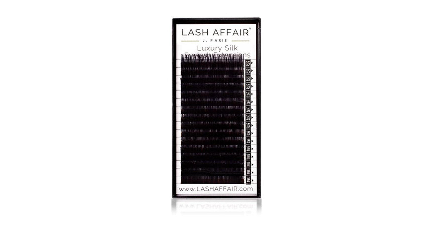 Lash Affair Volume Silk Lashes Mixed Length, B-Curl: Long 13-16mm x .07 - Black