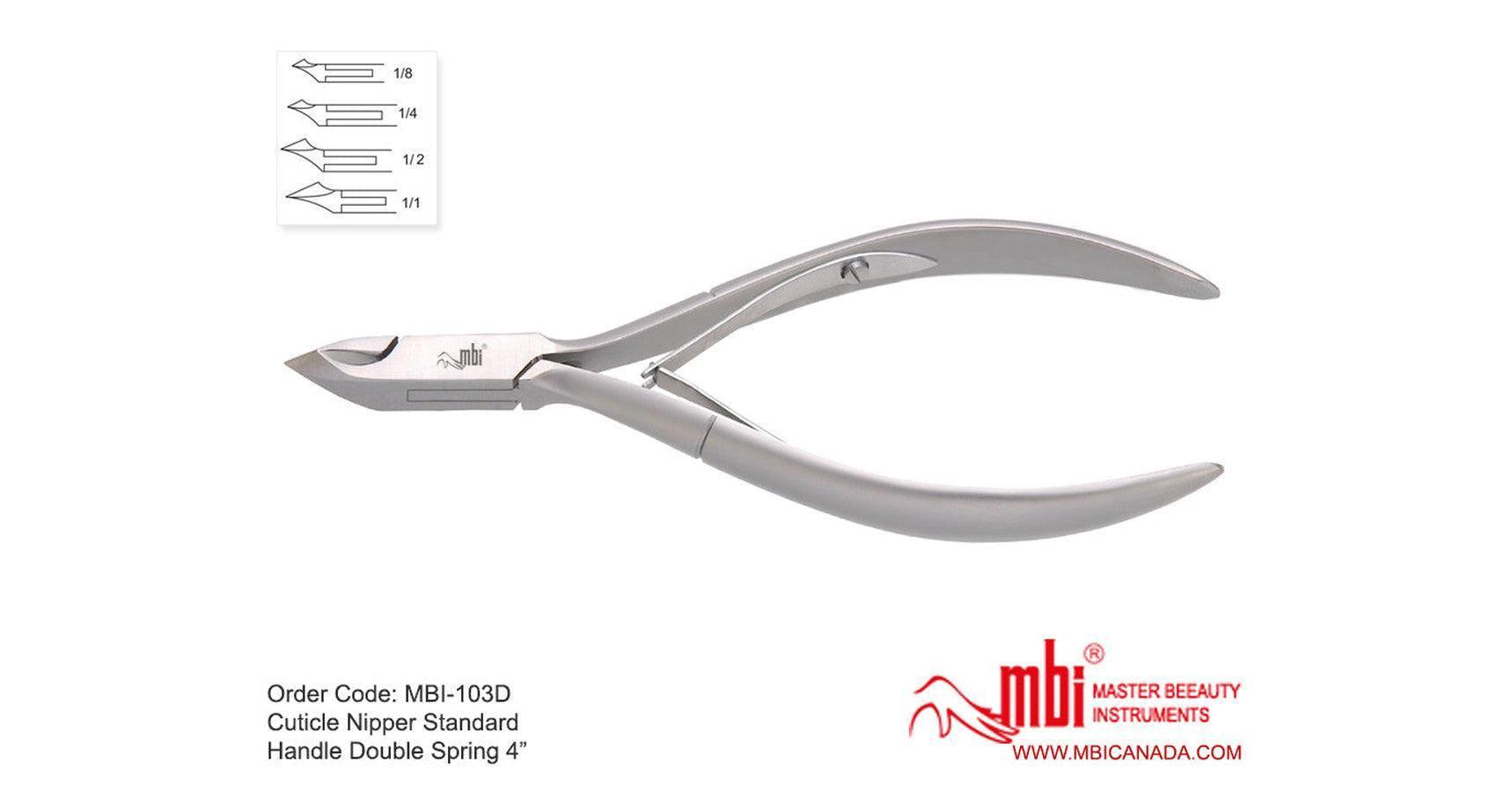 MBI 4" Stainless Steel Cuticle Nipper with Double Spring (1/4 jaw)