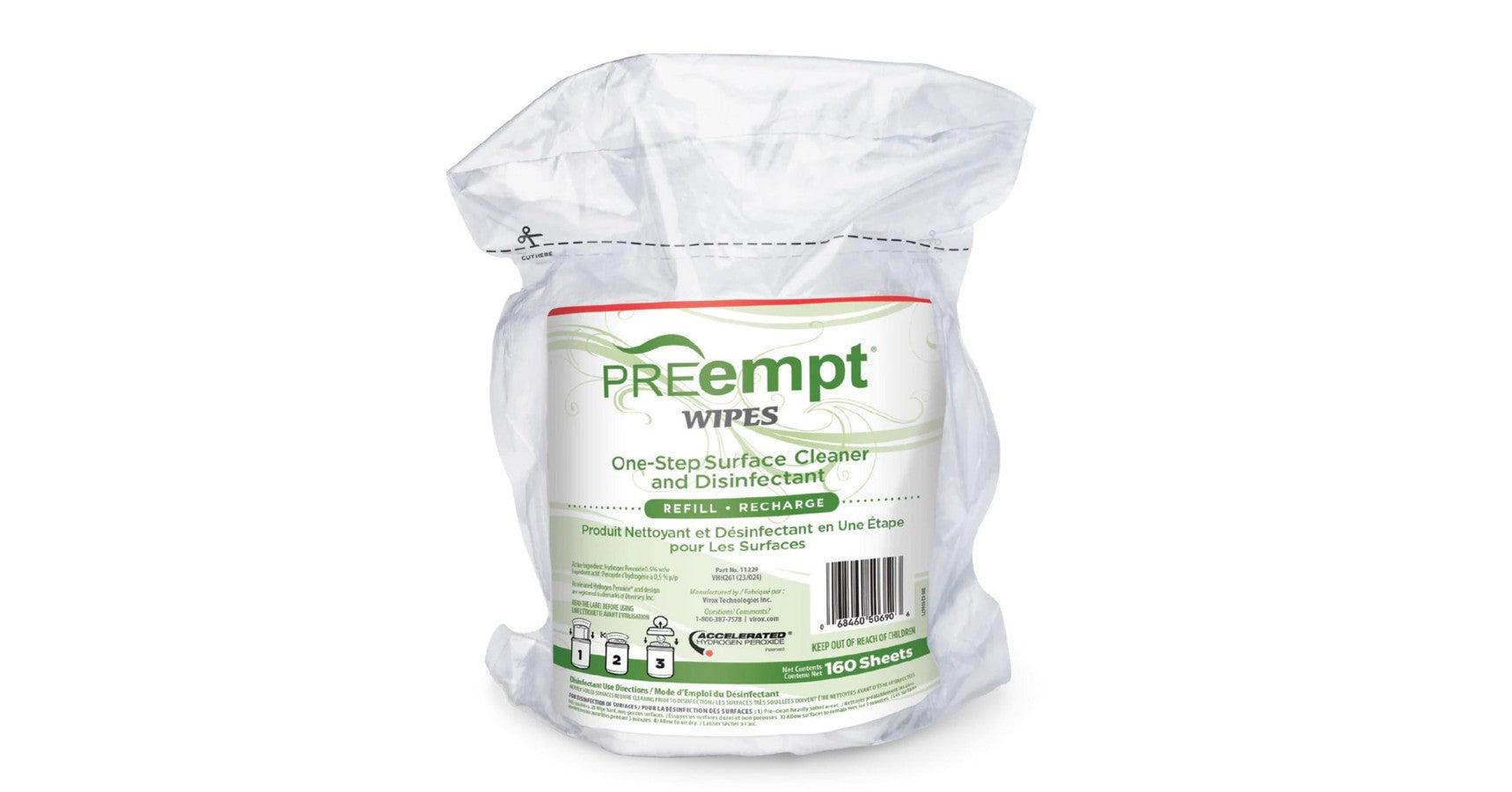 PREempt RTU Wipes 6"x7" Refill (Bag) (160 sheets)