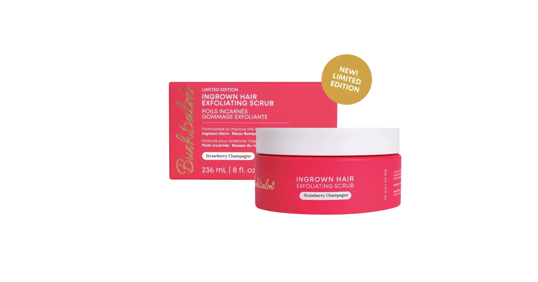 Bushbalm Strawberry Champagne Exfoliating Scrub Ingrown Hair (8oz/236ml)